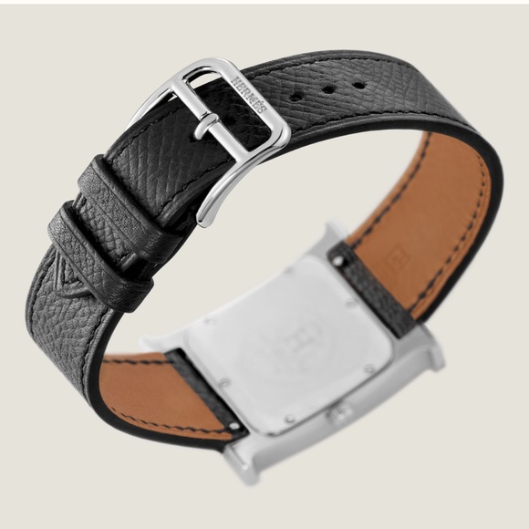 NWT Authentic Hermes Heure H watch, Small model, 25 mm Black w Sliver Hardware - Picture 4 of 7
